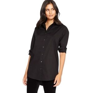 J. McLaughlin Top NWT Black Flannery Button Up Shirt Size Extra Small